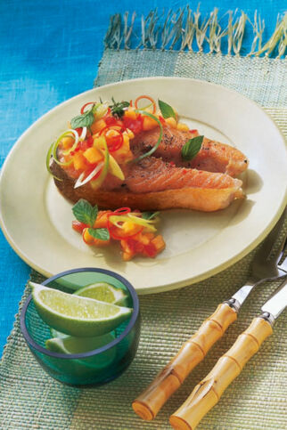 Lachs mit Melonensalsa