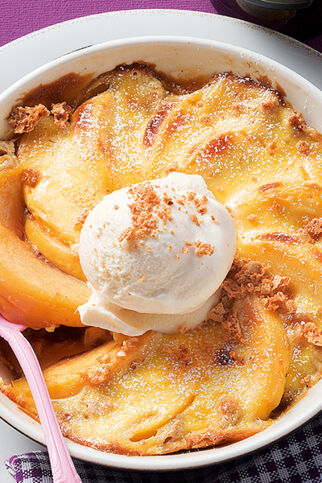 Pfirsichgratin mit Amarettini Pfirsichgratin mit Amarettini