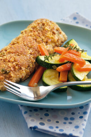 Knusper-Fisch mit Zucchini-Gemüse