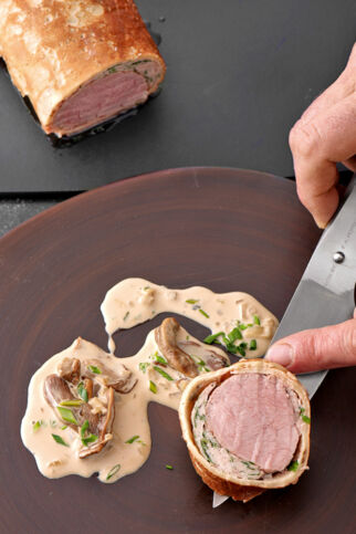 Kalbsfilet im Steinpilzmantel Kalbsfilet im Steinpilzmantel