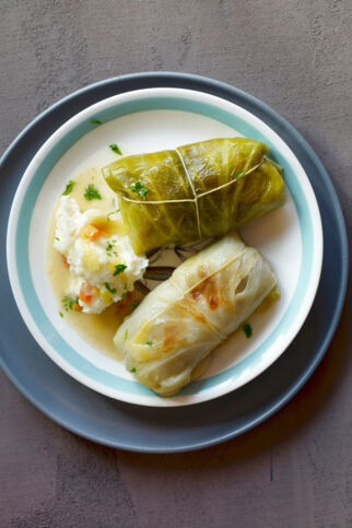 Kohlrouladen mit Kartoffelpüree Kohlrouladen mit Kartoffelpüree