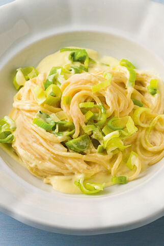 Spaghetti mit Lauch-Carbonara Spaghetti mit Lauch-Carbonara