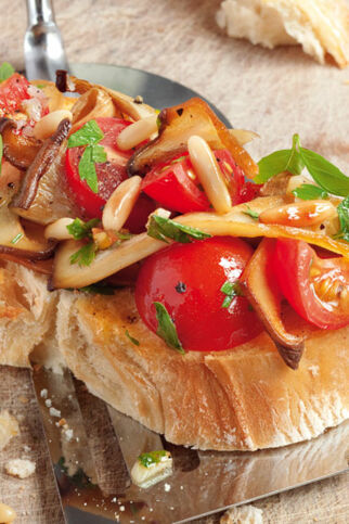 Kräuterseitling-Bruschetta Kräuterseitling-Bruschetta