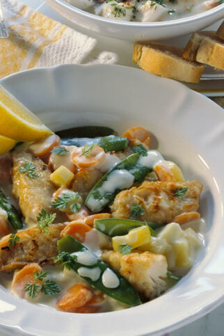 Fischpfanne mit Gemüse Fischpfanne mit Gemüse