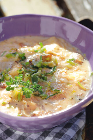 Lauch-Käse-Suppe mit Brot Lauch-Käse-Suppe mit Brot