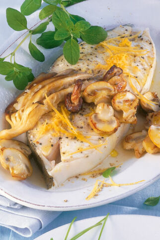Heilbutt mit gerösteten Pilzen Heilbutt mit gerösteten Pilzen