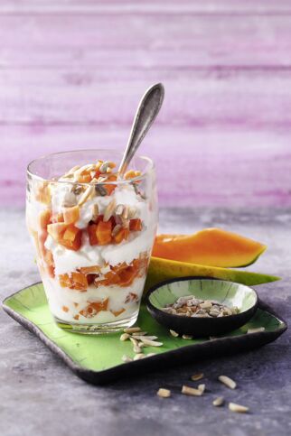 Papaya-Hüttenkäse-Speise Papaya-Hüttenkäse-Speise