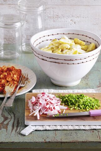 Kartoffelsalat mit Pulled Lachs Kartoffelsalat mit Pulled Lachs