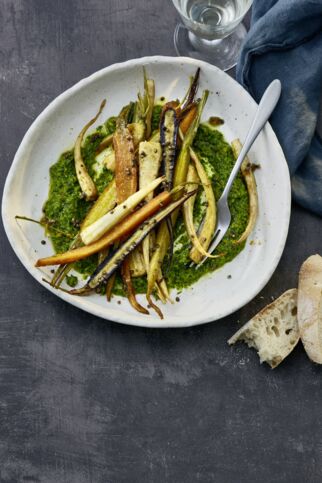 Wurzelgemüse mit Petersilien-Nuss-Pesto