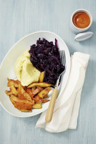 Rotkraut mit Lupinengeschnetzeltem Rotkraut mit Lupinengeschnetzeltem