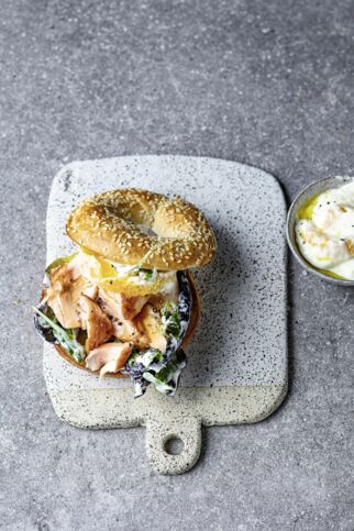 Lachsburger mit Wasabi und Orange