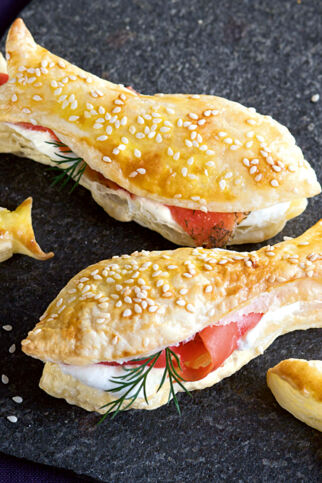 Sesamfische mit Graved Lachs Sesamfische mit Graved Lachs