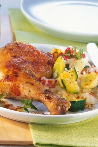 Hähnchenkeulen im Gemüsereis Hähnchenkeulen im Gemüsereis