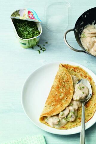 Kräuterpfannkuchen mit Pilzen Kräuterpfannkuchen mit Pilzen