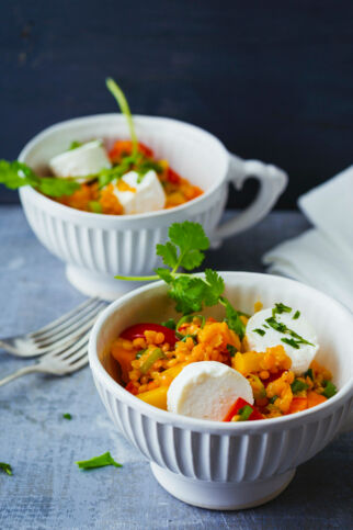 Bunter Linsensalat mit Ziegenfrischkäse Bunter Linsensalat mit Ziegenfrischkäse