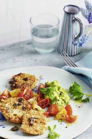 Kohlrabischnitzel mit Avocadocreme Kohlrabischnitzel mit Avocadocreme