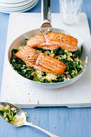 Reispfanne mit Lachs Reispfanne mit Lachs