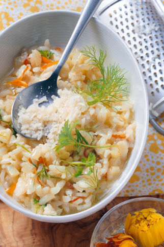 Fenchelrisotto mit Ringelblumen