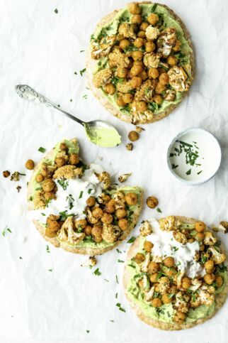 Röstkichererbsen auf Fladenbrot Röstkichererbsen auf Fladenbrot