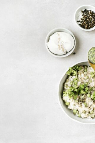 Erbsen-Risotto mit Burrata Erbsen-Risotto mit Burrata