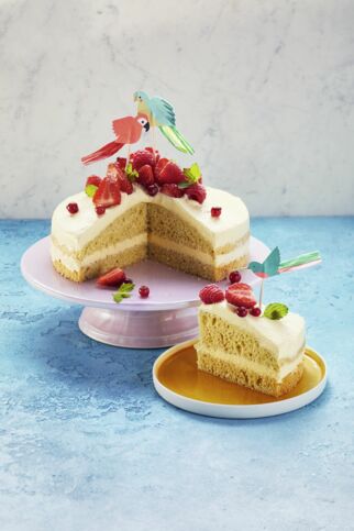 Mini-Torte mit Mango und Beeren Mini-Torte mit Mango und Beeren