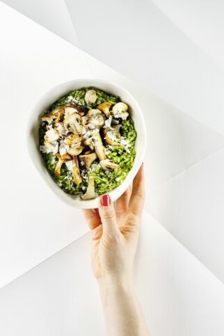 Grünes Risotto mit Pilzen Grünes Risotto mit Pilzen