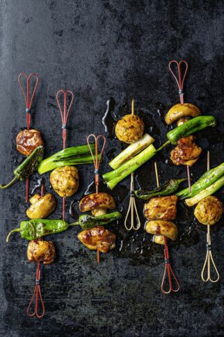 Zweierlei 
Yakitori-Spieße