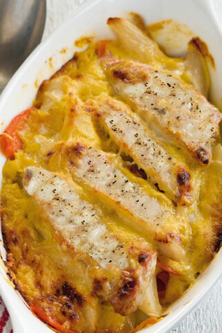 Rotbarsch-Schwarzwurzel-Gratin