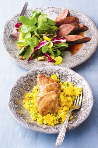 Wintersalat mit Wildhasenfilets