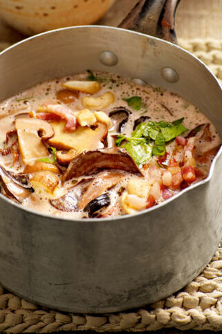 Pilzeintopf mit Nüssen und Koriander Pilzeintopf mit Nüssen und Koriander