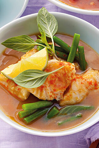 Thailändisches Fischcurry mit grünen Bohnen