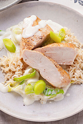 Lauchgemüse mit Geflügelbrust