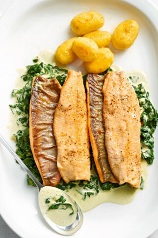 Saibling mit Zwiefe-Wurzelspinat Saibling mit Zwiefe-Wurzelspinat