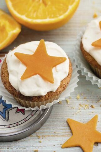 Orangen-Marzipan-Cupcakes