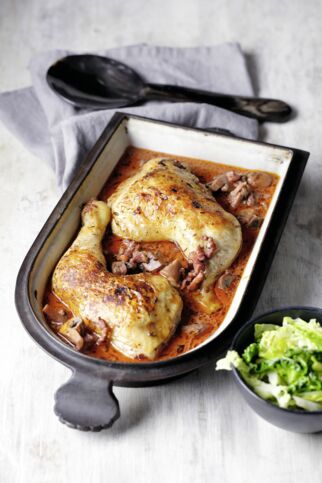 Hähnchenschenkel in Specksauce mit Wirsing Hähnchenschenkel in Specksauce mit Wirsing