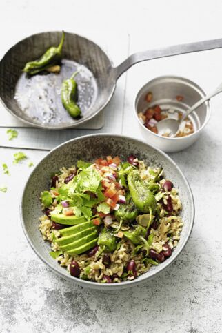 Mexiko-Bowl mit Reis und Bohnen Mexiko-Bowl mit Reis und Bohnen