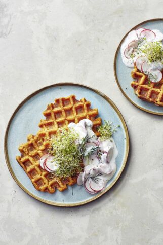 Herzhafte Süßkartoffelwaffeln