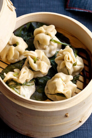 Gedämpfte Teigtaschen mit Lachs Gedämpfte Teigtaschen mit Lachs