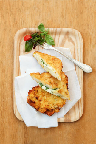 Gebackene Mozzarellaschnitten Gebackene Mozzarellaschnitten