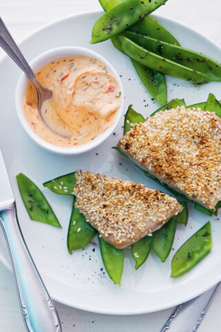 Zuckerschoten-Schnitzel mit Quarkdip Zuckerschoten-Schnitzel mit Quarkdip