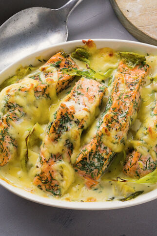 Lachs-Spitzkohl-Auflauf Lachs-Spitzkohl-Auflauf