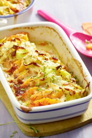 Steckrüben-Lauch-Gratin