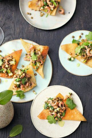 Wan-Tans mit Krabbensalat Wan-Tans mit Krabbensalat