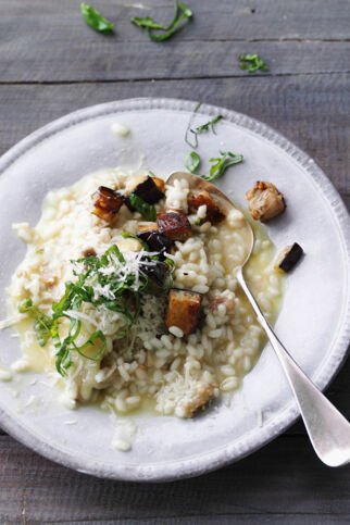 Zitronen-Risotto mit gerösteter Aubergine