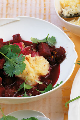 Rote-Bete-Ragout mit Kokospüree