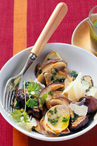 Gebratene Steinpilze mit Parmesan und Petersilienöl