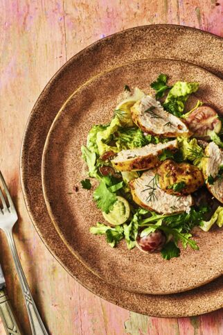 Salat mit Korianderhähnchen Salat mit Korianderhähnchen