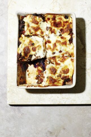 Pilz-Lasagne mit Rotkohl