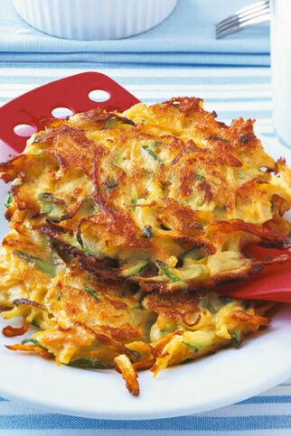 Gemüsepuffer mit frischem Birnenmus Gemüsepuffer mit frischem Birnenmus