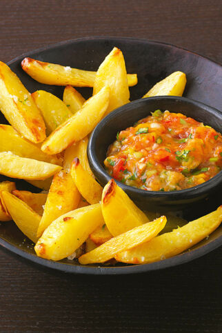Kartoffel-Wedges mit Mango-Tomaten-Salsa Kartoffel-Wedges mit Mango-Tomaten-Salsa